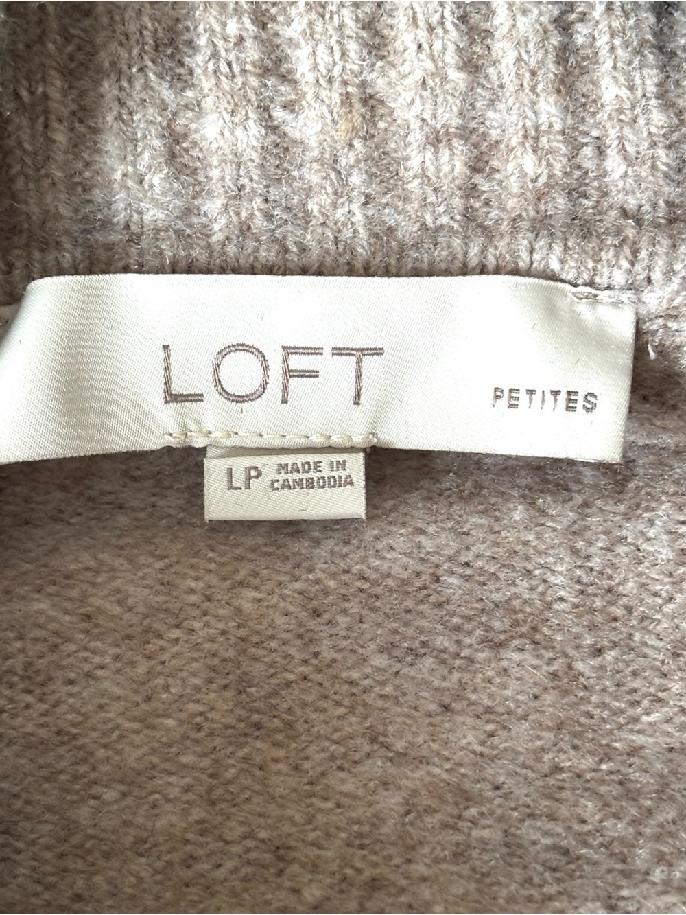 LOFT Petite Wide Collared Sweater Jacket Heather Taupe Size LP - Picture 4 of 5